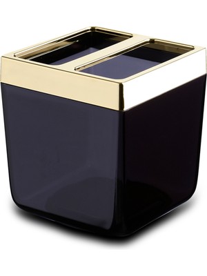 Özbience Şeffaf Siyah ve Altın Renkli Modern Diş Fırçalık