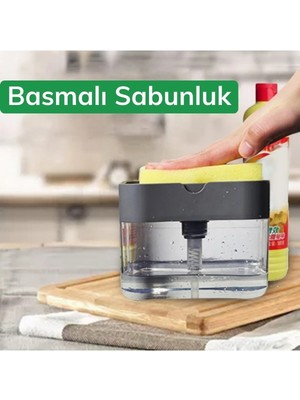 Özbience Pratik Bulaşık Deterjanlığı ve Süngerli Sıvı Sabunluk Seti