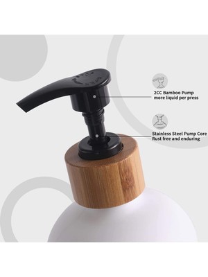 Özbience 2'li Bambu Standlı Cam Amber Sıvı Sabunluk Seti