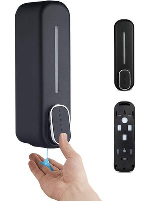 Özbience Duvara Monte 350ML Siyah Sıvı Sabunluk, Banyo ve Duş Için Şık Tasarım