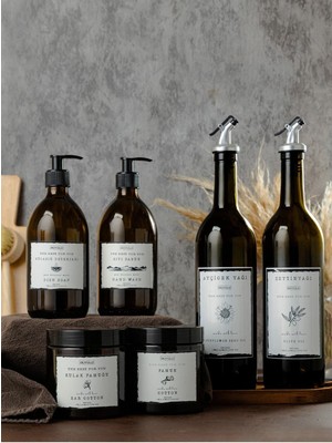 Özbience 3'lü Cam Set: 6 Parça 250 ml Sıvı Sabunluk, Pamukluk ve Yağdanlık