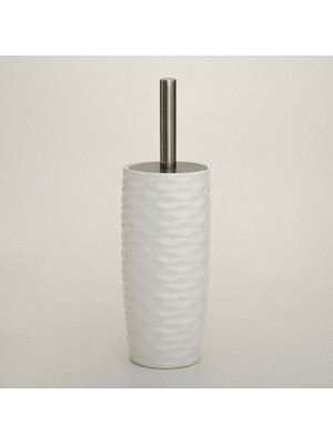 Özbience Dalgalı Desenli Beyaz Seramik Klozet Fırçası, Şık ve Sağlam Tasarım