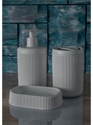 Özbience Şık 3'lü Banyo Takımı, Diş Fırçalık, Sabunluk ve Düzenleyici Set