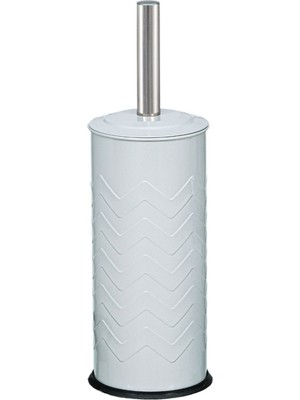 Özbience Şık Zigzag Desenli Paslanmaz Gri Tuvalet ve Klozet Fırçası Seti