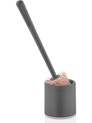 Özbience Pratik Silikon Uçlu Tuvalet Fırçası Seti, Siyah Renk