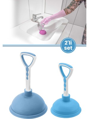Özbience 2’li Lavabo ve Küvet Gideri Tıkanıklık Açıcı El Pompası Seti