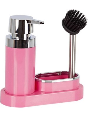 Özbience Renkli Polen Mutfak Seti, Pembe Sıvı Sabunluk ve Fırça Takımı
