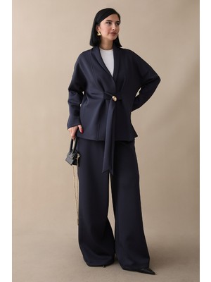 inStyle Broş Detay Ceketli Lacivert Ikili Takım