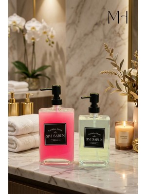 Özbience Modern ve Şık Tasarımlı 2'li 350 ml ve 750 ml Sıvı Sabunluk Seti