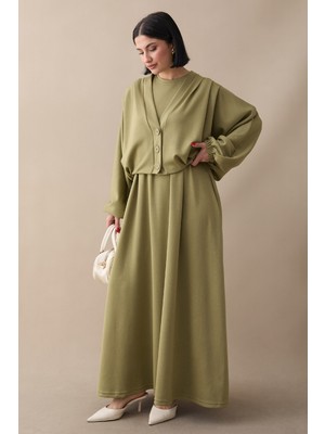 inStyle Yarasa Kol Ceketli Elbiseli Haki Oyşo Takım