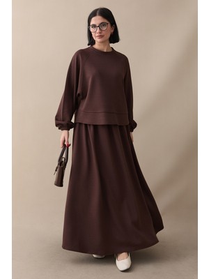 inStyle Basic Biyeli Etekli Takım Acı Kahve