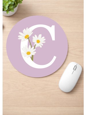 Eylül Design Harf Baskılı Yuvarlak Kaydırmaz Mousepad Ergonomik Mouse Pad