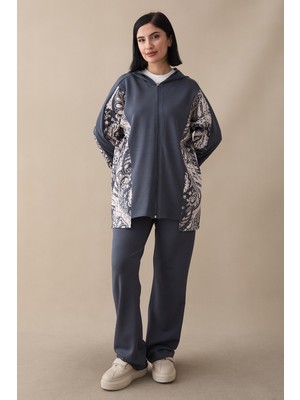 inStyle Garnili Şal Desen Antrasit Ikili Takım