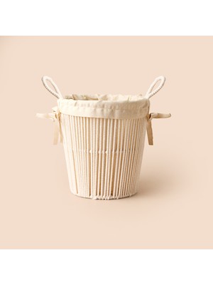 Simple Living Boho Style Çok Amaçlı Astarlı Hasır Sepet - Ekru - 9 Lt