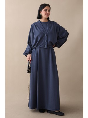 inStyle Yarasa Kol Ceketli Elbiseli Antrasit Oyşo Takım