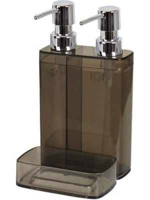 Özbience Primanova Viva 2'li Şeffaf Siyah Sıvı Sabunluk ve Sünger Seti