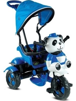 BabyHope Little Panda Mavi 1-4 Yaş Arası Ebeveyn Kontrollü Üç Teker Bisiklet Koruma Barı ile