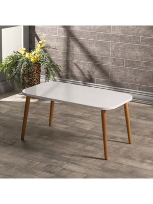 Gold Falez Mobilya Aksesuar Orta Sehpa Ahşap Ayak Beyaz