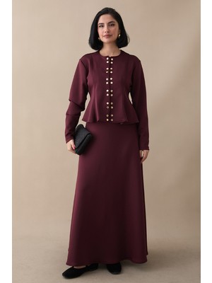 inStyle Gold Çıtçıt Etekli Bordo Scuba Takım