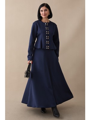 inStyle Gold Çıtçıt Etekli Lacivert Scuba Takım