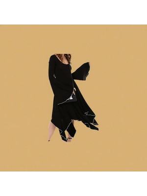 Quincey Kadın İspanyol Kol Asimetrik Elbise Günlük Stil Kloş Silüet Özel Olay İçin