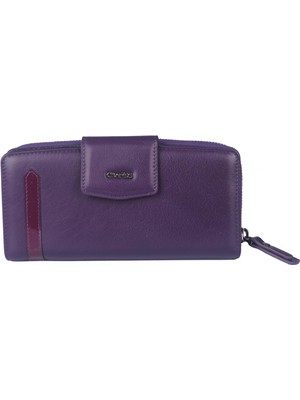 Grande Hakiki Deri Kadın Cüzdan Mürdüm 2714