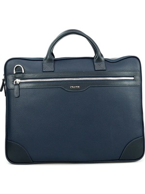 Grande Erkek Hakiki Deri Evrak Çantası Lacivert 6877