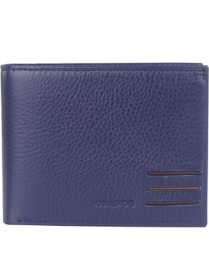 Grande Hakiki Deri Erkek Cüzdan Lacivert 1818