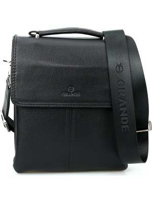 Grande Hakiki Deri Erkek Postacı Çantası Siyah 4260