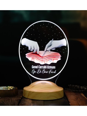 Genel Cerrahi Uzmanına Hediye – Kişiye Özel Cerrah Doktora Hediye LED Lamba, Cerrahi Tasarımlı Tıp Hediyesi