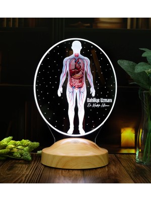 Dahiliye Doktoruna Hediye – Kişiye Özel Iç Hastalıkları Doktoru LED Lamba, Anatomi Tasarımlı Tıp Hediyesi