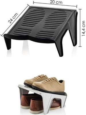 Nandy Home Çiftli Ayakkabı Rampası 10'lu Siyah Yüksek Performanslı Plastik ve Şık Tasarım