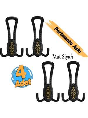 Badem10 Palmira Portmanto Vestiyer Duvar Askısı Metal Dolap Elbise Askılığı Mat Siyah Desenli (4 Adet)