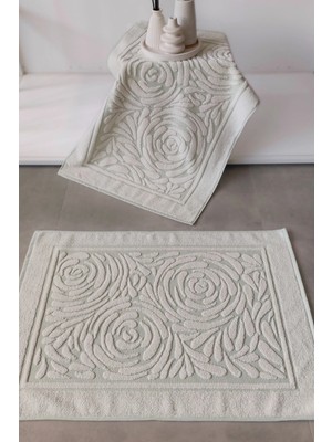 Sevim 2'li Ayak Havlusu Seti,  Zemini Renkli & Üç Boyutlu, Yüksek Su Emici &  Pamuk, 50X70CM, Mint