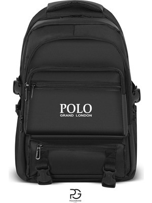 POLOGRAND London Polo Grand London Orijinal Unisex Ortopedik Sırt Destekli Çok Gözlü Okul Çantası Su Geçirmez