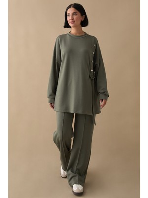 inStyle Bağlama Detay Çıtçıtlı Haki Oyşo Takım