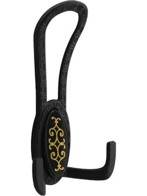 Badem10 Palmira Portmanto Vestiyer Duvar Askısı Metal Dolap Elbise Askılığı Mat Siyah Desenli