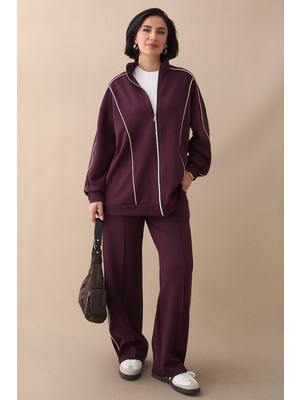inStyle Çift Biyeli Fermuarlı Mor Ikili Takım