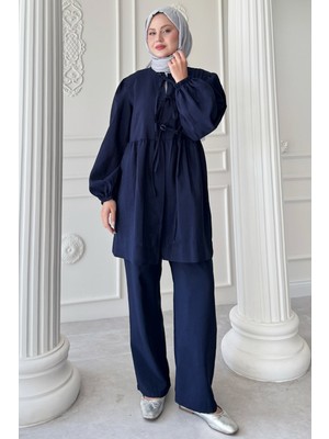 inStyle Düğümlü Salaş Koyu Lacivert Takım