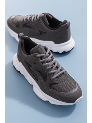 Tonny Black Füme Renkli Spor Ayakkabı TB251 Düz Tabanlı Suni Deri Konforlu Tasarım