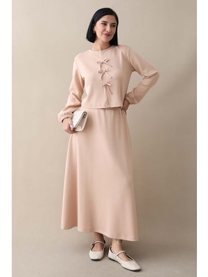 inStyle Modal Kurdele Detay Etekli Krem Takım