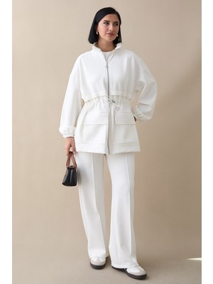 inStyle Çift Cep Biyeli Beyaz Oyşo Takım