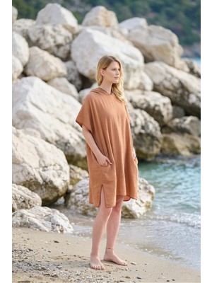 Miespiga Unisex Müslin Kapüşonlu Surf Yetişkin Panço