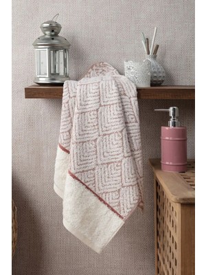 Geometrik Desenli Zemini Renkli Bambu El Havlusu - 50x90 cm - Hardal