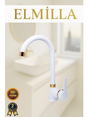 ELMİLLA Beyaz Gold Armut Baston Evye Bataryası Musluğu
