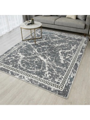 Lugmo Kilim Savan Çift Taraflı Modern Desenli Yıkanabilir Pamuklu Dokuma 2x3 Metre Gri