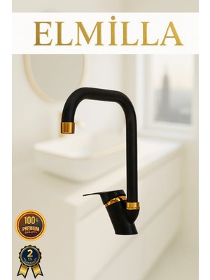 Siyah Gold Mix Köşe Evye Bataryası Musluğu