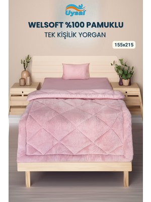 Uysal Yorgan Welsoft %100 Pamuklu Tek Kişilik Yorgan Pudra