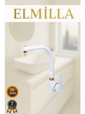 Beyaz Gold Armut Balık Sırtı Evye Bataryası Musluğu