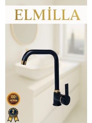 Siyah Gold Armut Köşe Evye Bataryası Musluğu